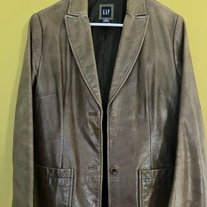 Gap Olive Leather Blazer